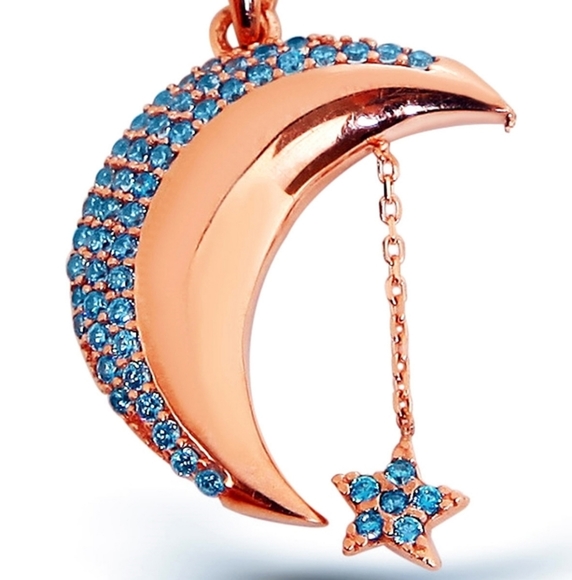 🆕MOON NECKLACE RHODIUM ZIRCON NECKLACE - Picture 2 of 3